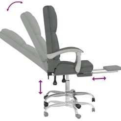 vidaXL Mobiliario De Oficina-Silla de oficina reclinable con masaje de tela