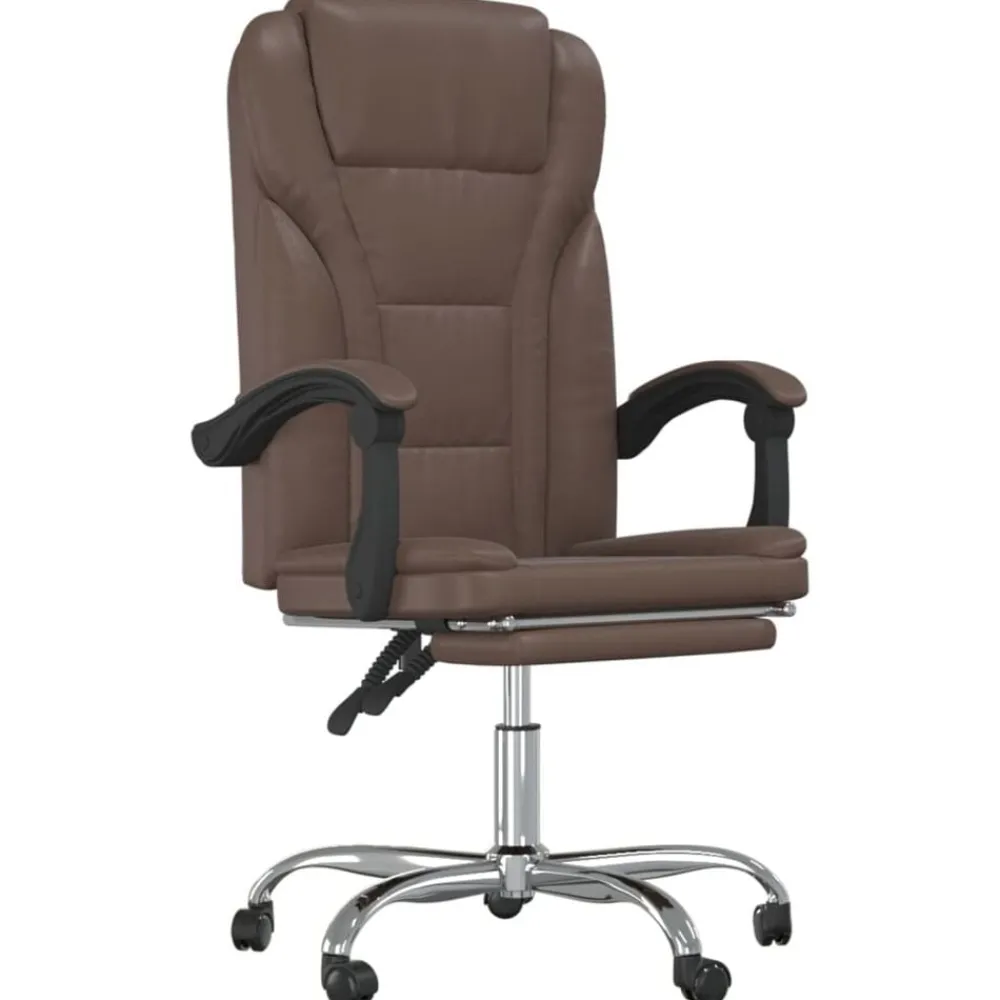 vidaXL Mobiliario De Oficina-Silla de oficina reclinable cuero sintético marrón
