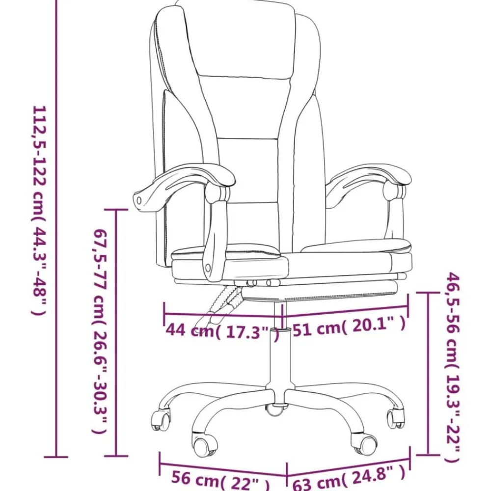 vidaXL Mobiliario De Oficina-Silla de oficina reclinable cuero sintético marrón
