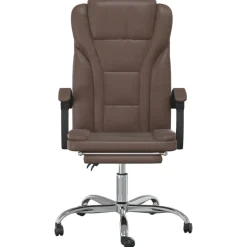 vidaXL Mobiliario De Oficina-Silla de oficina reclinable cuero sintético marrón