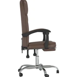 vidaXL Mobiliario De Oficina-Silla de oficina reclinable cuero sintético marrón