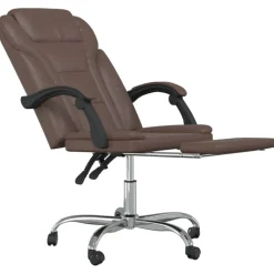 vidaXL Mobiliario De Oficina-Silla de oficina reclinable cuero sintético marrón