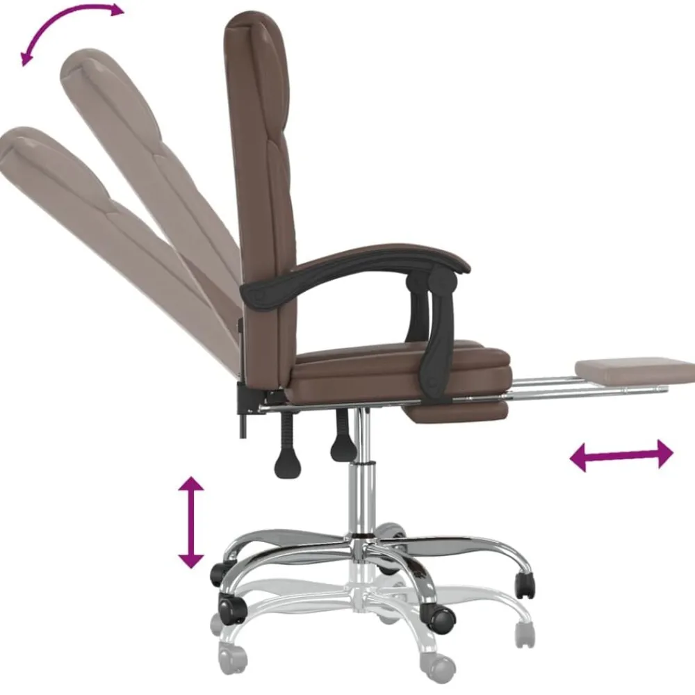 vidaXL Mobiliario De Oficina-Silla de oficina reclinable cuero sintético marrón