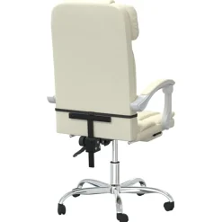 vidaXL Silla de oficina reclinable masaje cuero sintético color Crema Clearance