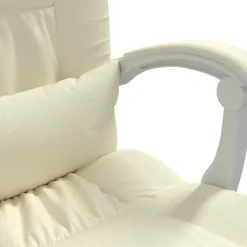 vidaXL Silla de oficina reclinable masaje cuero sintético color Crema Clearance