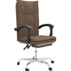 vidaXL Silla de oficina reclinable de tela marrón Marr&oacute;n Outlet