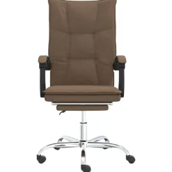 vidaXL Silla de oficina reclinable de tela marrón Marr&oacute;n Outlet