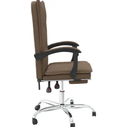 vidaXL Silla de oficina reclinable de tela marrón Marr&oacute;n Outlet