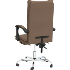 vidaXL Silla de oficina reclinable de tela marrón Marr&oacute;n Outlet
