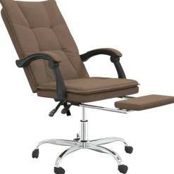 vidaXL Silla de oficina reclinable de tela marrón Marr&oacute;n Outlet