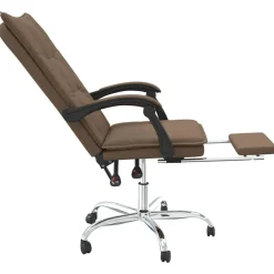 vidaXL Silla de oficina reclinable de tela marrón Marr&oacute;n Outlet