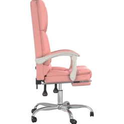 vidaXL Silla de oficina reclinable masaje cuero sintético Rosa New