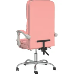 vidaXL Silla de oficina reclinable masaje cuero sintético Rosa New