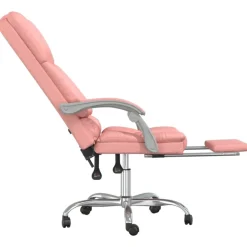 vidaXL Silla de oficina reclinable masaje cuero sintético Rosa New