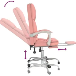 vidaXL Silla de oficina reclinable masaje cuero sintético Rosa New