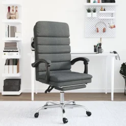 vidaXL Mobiliario De Oficina-Silla de oficina reclinable con masaje de tela