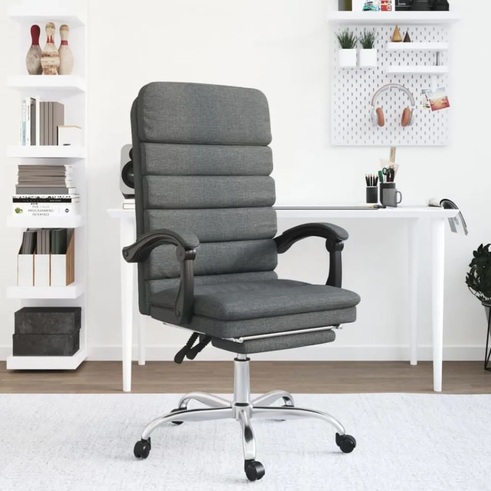 vidaXL Mobiliario De Oficina-Silla de oficina reclinable con masaje de tela