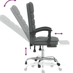 vidaXL Mobiliario De Oficina-Silla de oficina reclinable con masaje de tela