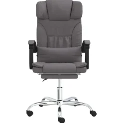 vidaXL Silla de oficina reclinable masaje cuero sintético Gris
