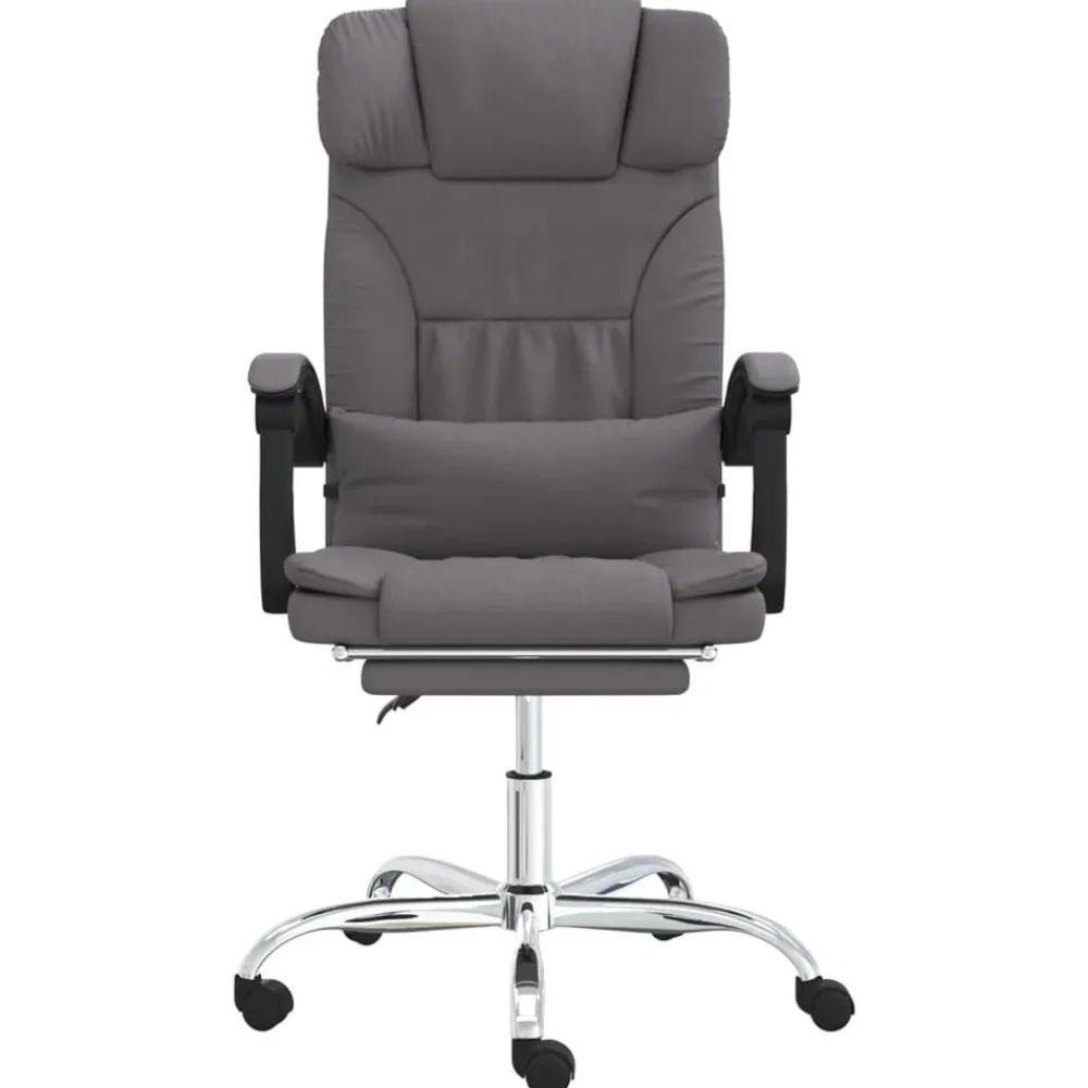 vidaXL Silla de oficina reclinable masaje cuero sintético Gris