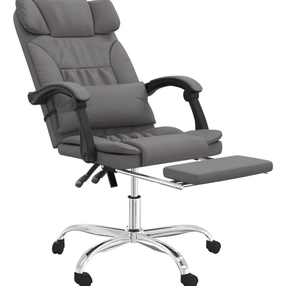 vidaXL Silla de oficina reclinable masaje cuero sintético Gris