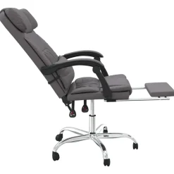 vidaXL Silla de oficina reclinable masaje cuero sintético Gris