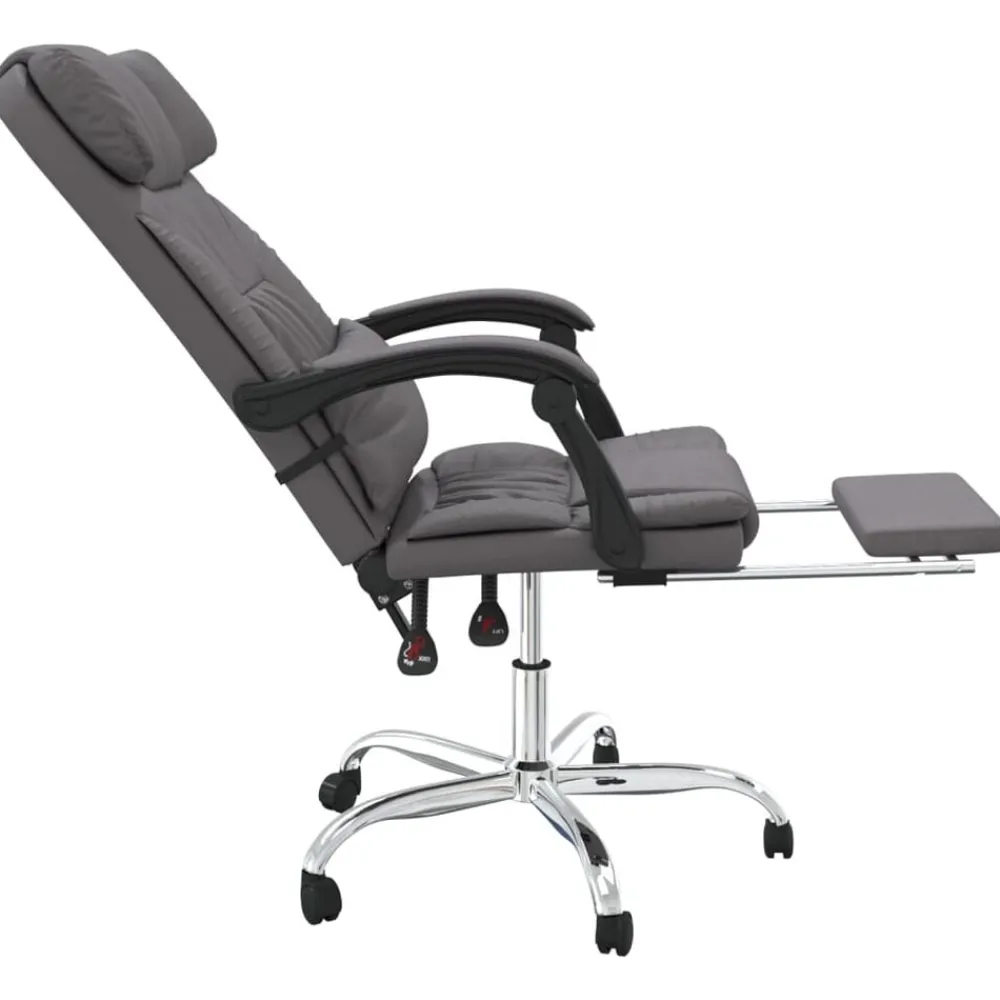 vidaXL Silla de oficina reclinable masaje cuero sintético Gris