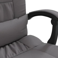 vidaXL Silla de oficina reclinable masaje cuero sintético Gris