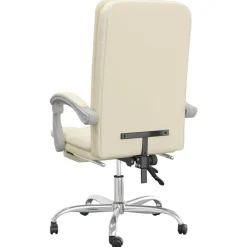 vidaXL Silla de oficina reclinable cuero sintético Crema Clearance