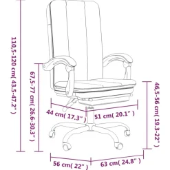 vidaXL Silla de oficina reclinable cuero sintético Gris New