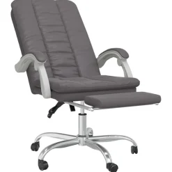 vidaXL Silla de oficina reclinable cuero sintético Gris New