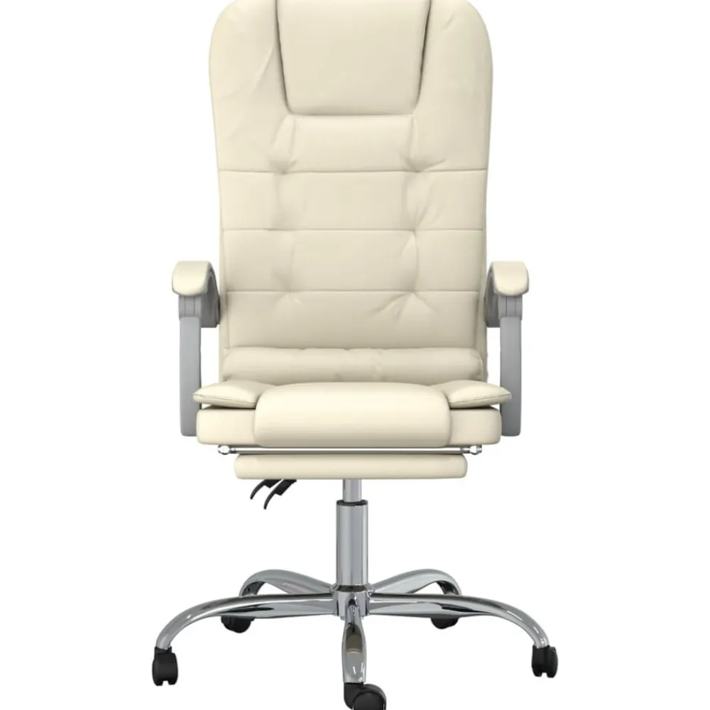 vidaXL Silla de oficina reclinable masaje cuero sintético color Crema Sale