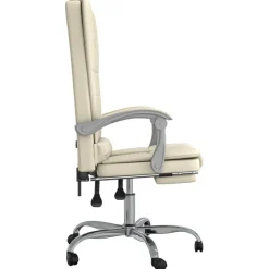 vidaXL Silla de oficina reclinable masaje cuero sintético color Crema Sale