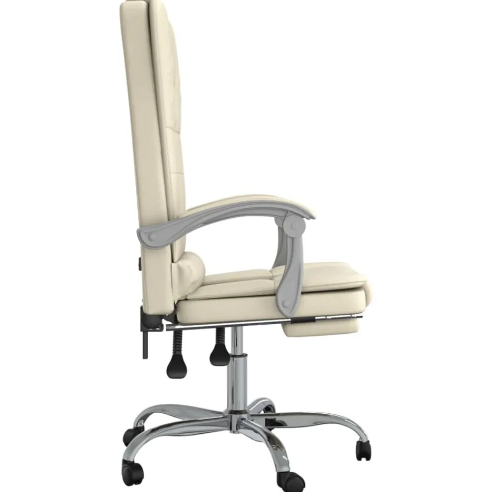 vidaXL Silla de oficina reclinable masaje cuero sintético color Crema Sale