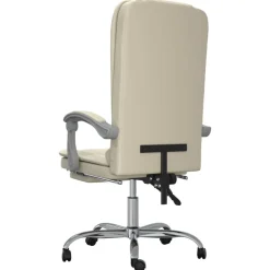 vidaXL Silla de oficina reclinable masaje cuero sintético color Crema Sale