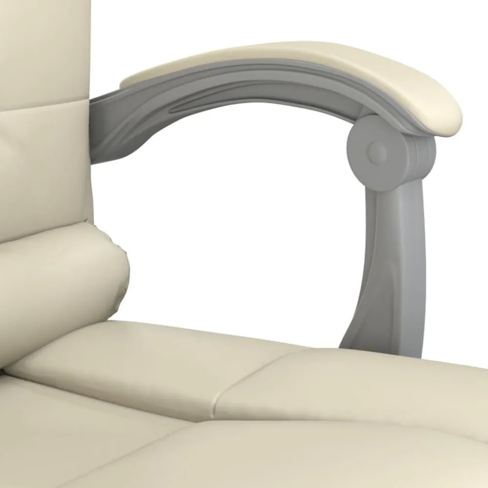 vidaXL Silla de oficina reclinable masaje cuero sintético color Crema Sale