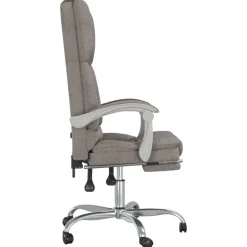 vidaXL Silla de oficina reclinable con masaje tela gris Taupé Sale
