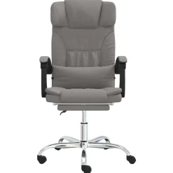 vidaXL Silla de oficina reclinable con masaje tela gris Taupé Best