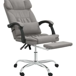 vidaXL Silla de oficina reclinable con masaje tela gris Taupé Best