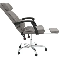 vidaXL Silla de oficina reclinable con masaje tela gris Taupé Best
