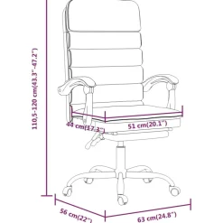 vidaXL Silla de oficina reclinable masaje cuero sintético Blanco New