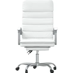 vidaXL Silla de oficina reclinable masaje cuero sintético Blanco New