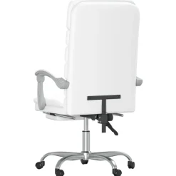 vidaXL Silla de oficina reclinable masaje cuero sintético Blanco New