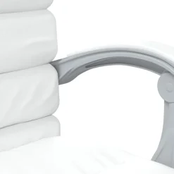 vidaXL Silla de oficina reclinable masaje cuero sintético Blanco New