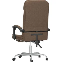 vidaXL Mobiliario De Oficina-Silla de oficina reclinable con masaje de tela marrón