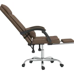 vidaXL Mobiliario De Oficina-Silla de oficina reclinable con masaje de tela marrón