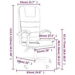 vidaXL Mobiliario De Oficina-Silla de oficina reclinable con masaje tela gris