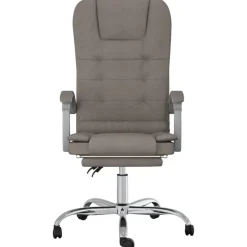 vidaXL Mobiliario De Oficina-Silla de oficina reclinable con masaje tela gris