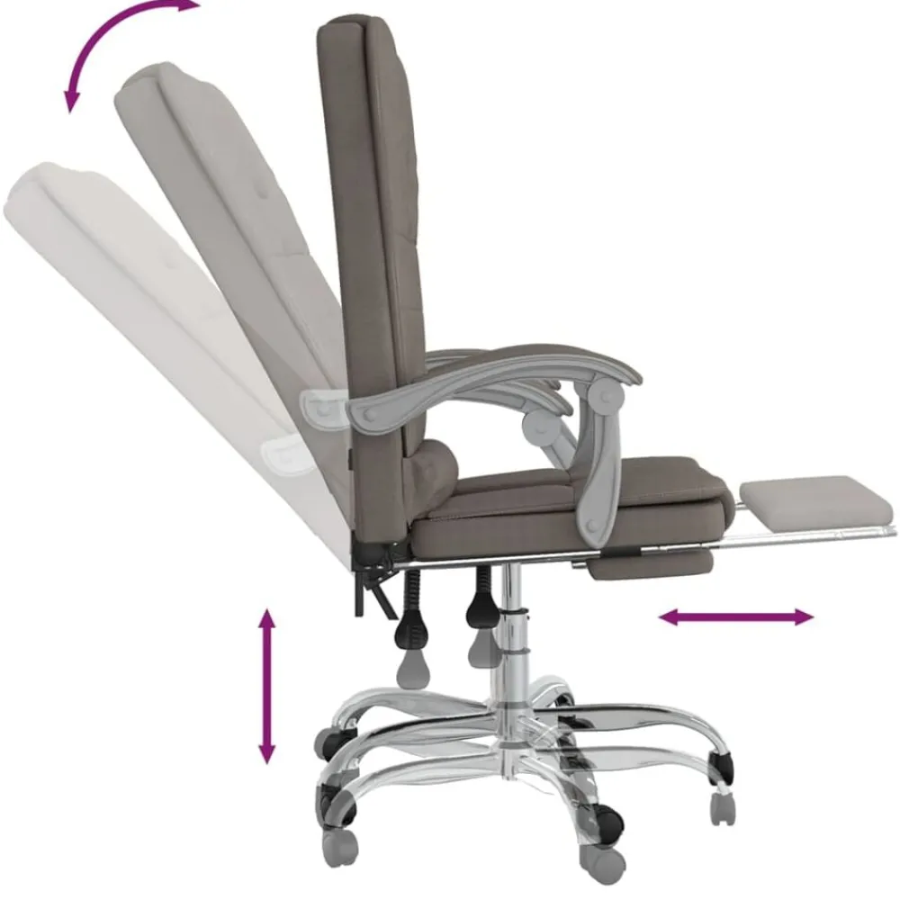 vidaXL Mobiliario De Oficina-Silla de oficina reclinable con masaje tela gris
