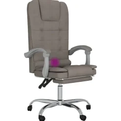 vidaXL Mobiliario De Oficina-Silla de oficina reclinable con masaje tela gris